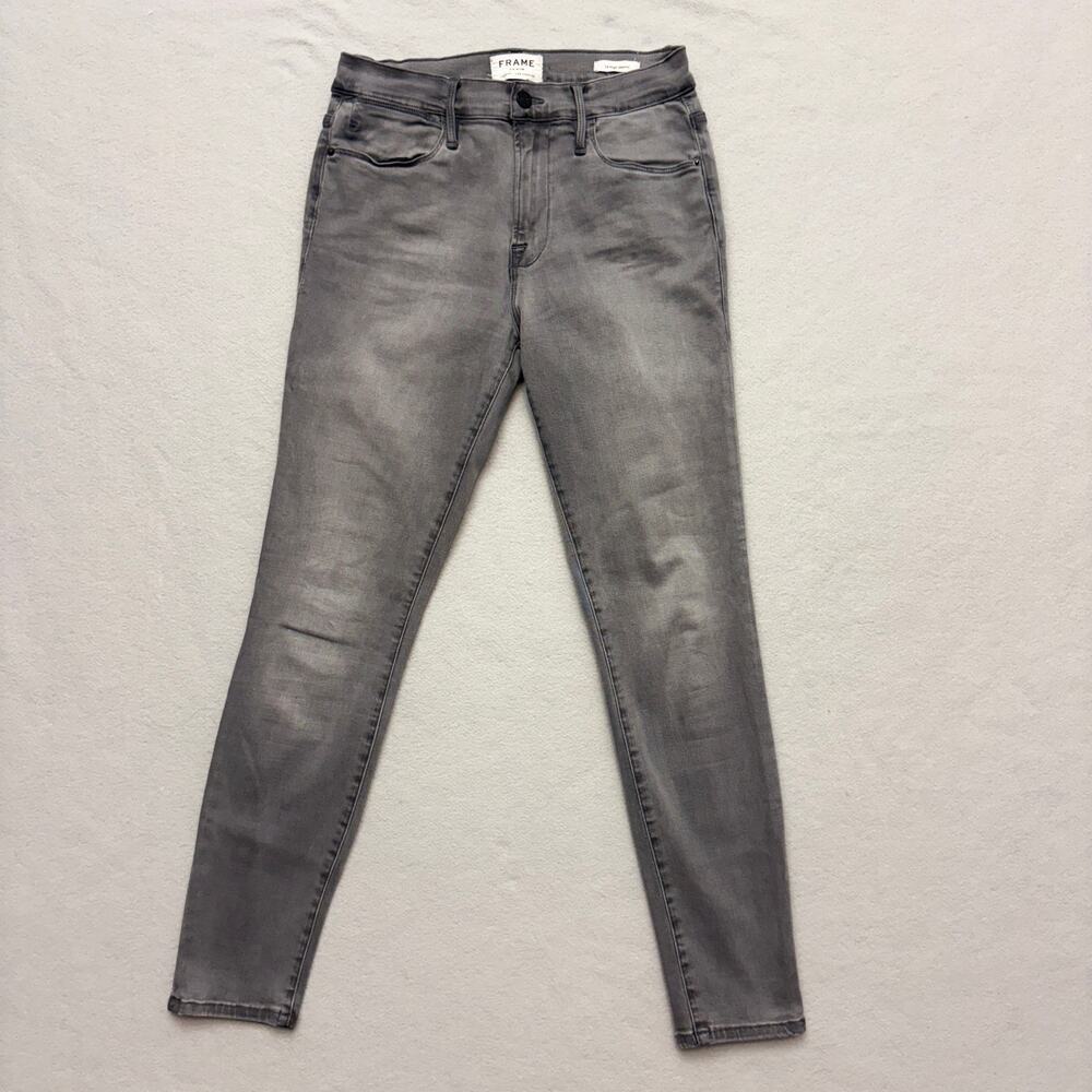 FRAME Denim Le High Skinny Jeans Smithson Gray Wash Stretch Denim Womens Size 27